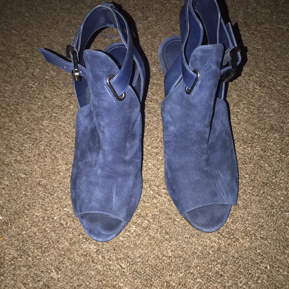 Women's Peep Toe Blue Booties